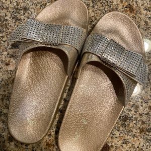 Joyfolie - Gold Rhinestons Slides - size 8 BRAND NEW